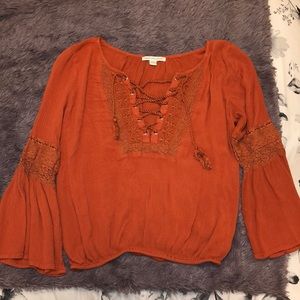 Burnt Orange American Eagle boho long sleeve